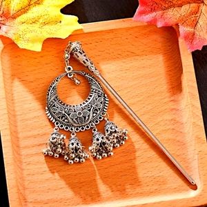 Classic Women's Vintage Silver Color Alloy Hair Stick Bohemia Ethnic Long Tassel